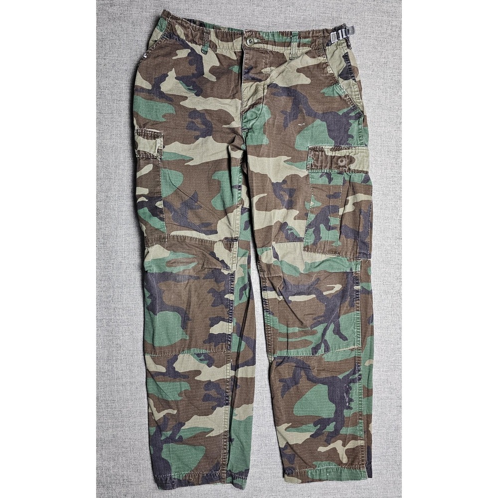 Camouflage Cargo Pants Mens 33x32 Green Ripstop Adjustable Military **FLAW**